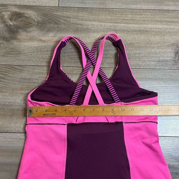 Lululemon Black & Pink Stripe Athletic Tank‎ Women Medium Bin E-47 - Picture 5 of 5